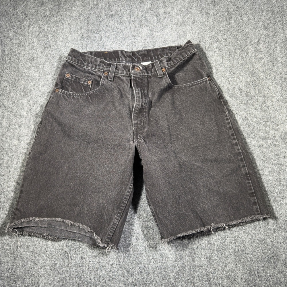 Vintage 90s Levi's 560 Loose Fit Cut Off Denim Shorts Mens 33 Made in USA Black